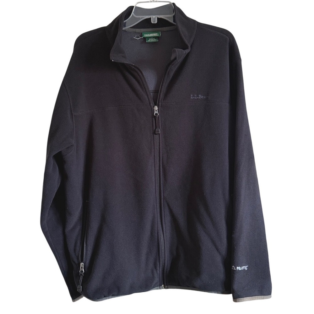 LL Bean Fleece Jacket Mens Large Black Polartec Full Zip Gorpcore Outdoor Warm